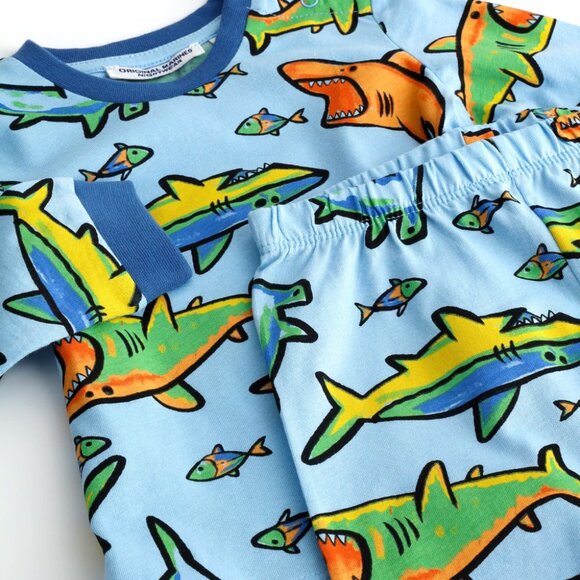 New - Original Marines, Italy - US Seller - OCEAN LIFE PURE COTTON BOY PJS - Picture 2 of 4